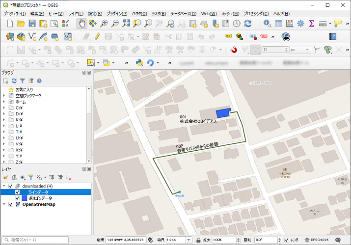 QGISでの地物表示